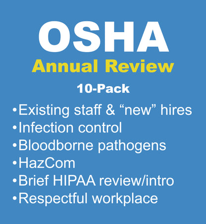 10-PACK | OSHA-HIPAA Annual-New Hire Training | 2 CEs