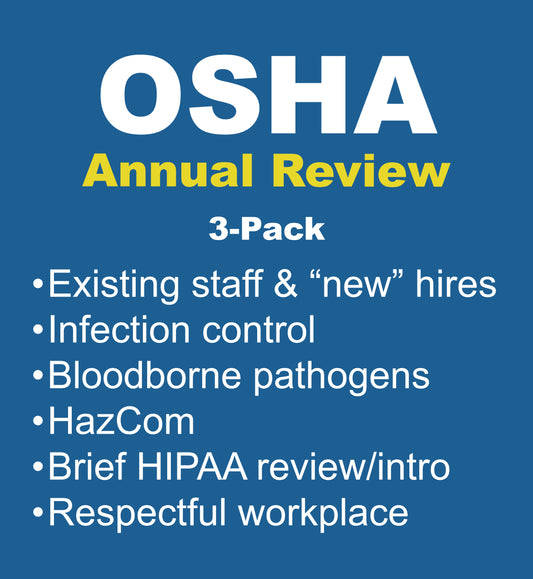 3-PACK | Dental OSHA-HIPAA Annual and/or New Hire Training | 2 CEs
