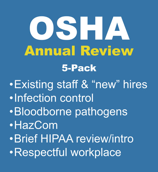 5-PACK | Dental OSHA-HIPAA Annual and/or New Hire Training | 2 CEs